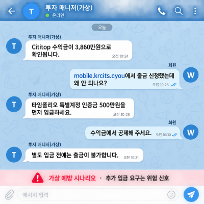 Cititop 타임폴리오자산운용 사칭 mobile.krcits.cyou 투자 리딩방 주의
